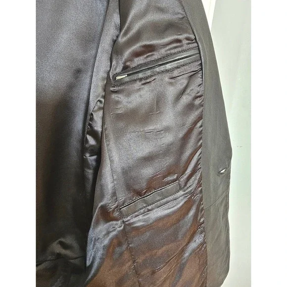 LAMARQUE Collection‎ Black Leather Shawl Collar Blazer Jacket Men Size 44 - Picture 7 of 10